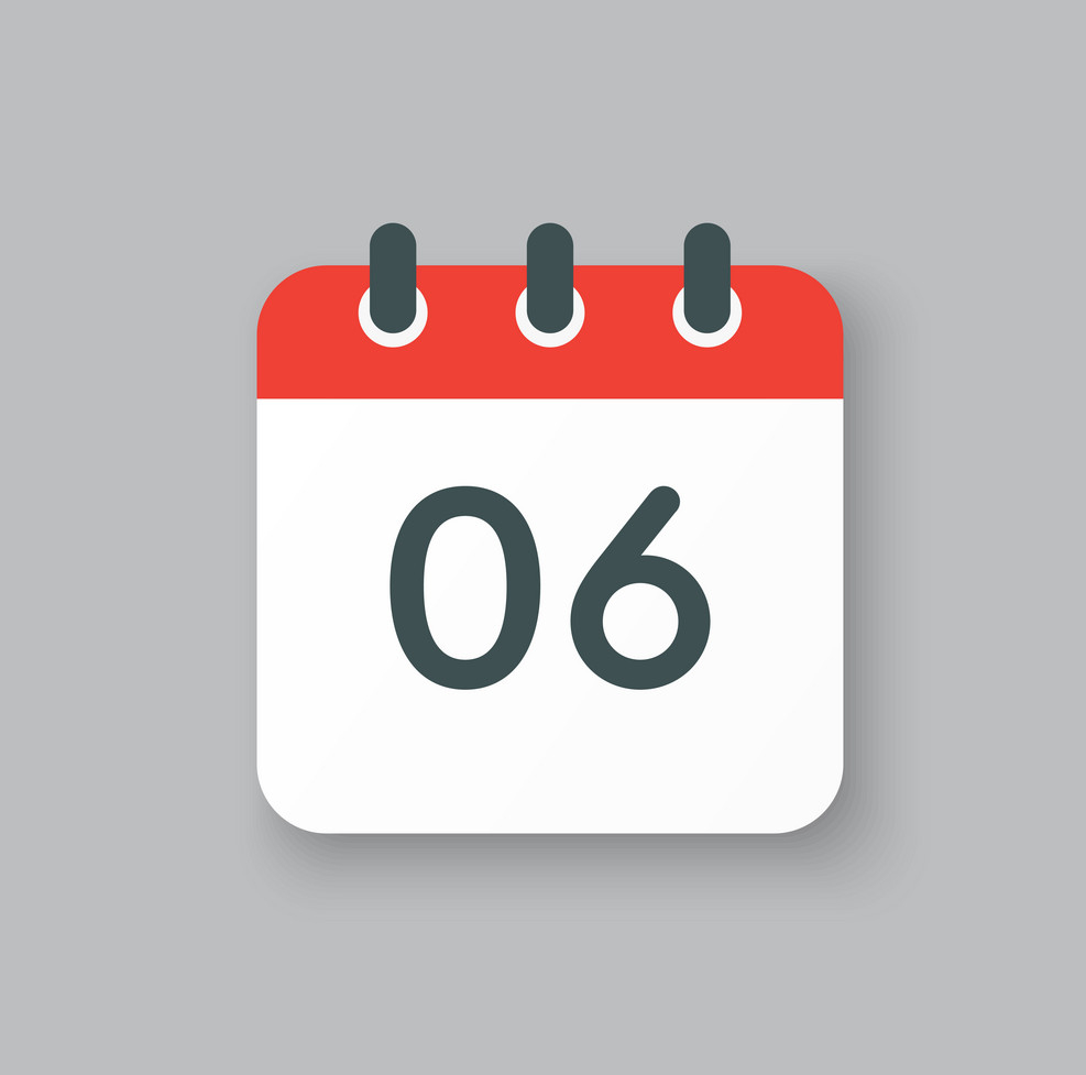 Icon calendar day number 6 6th day month vector 35747288